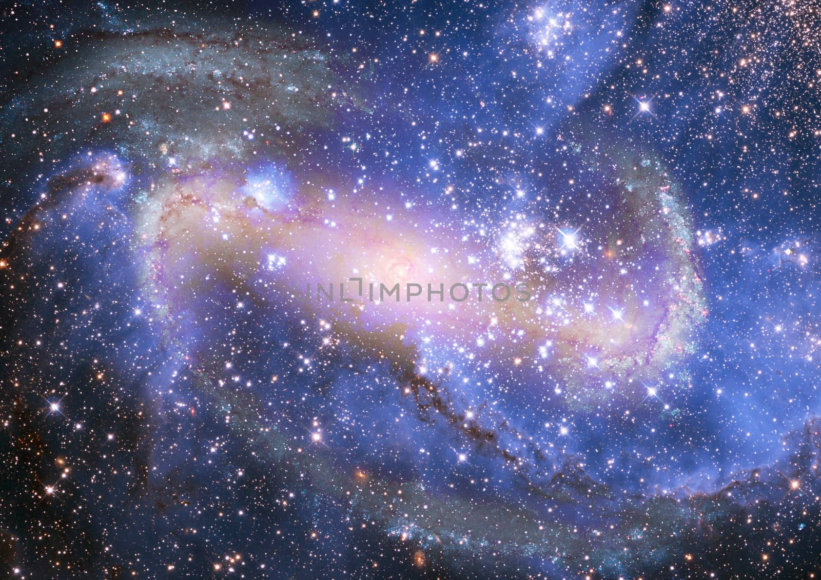 Stars and spiral galaxy in a free space. "Elements of this image furnished by NASA".