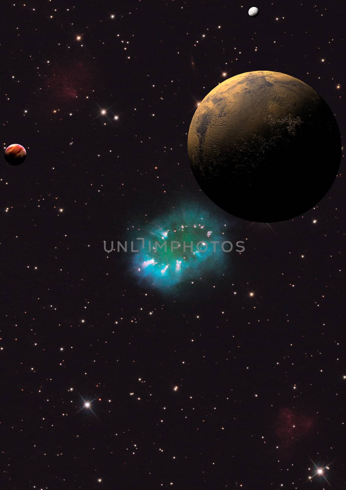 Far-out planets in a space against stars. "Elements of this image furnished by NASA".