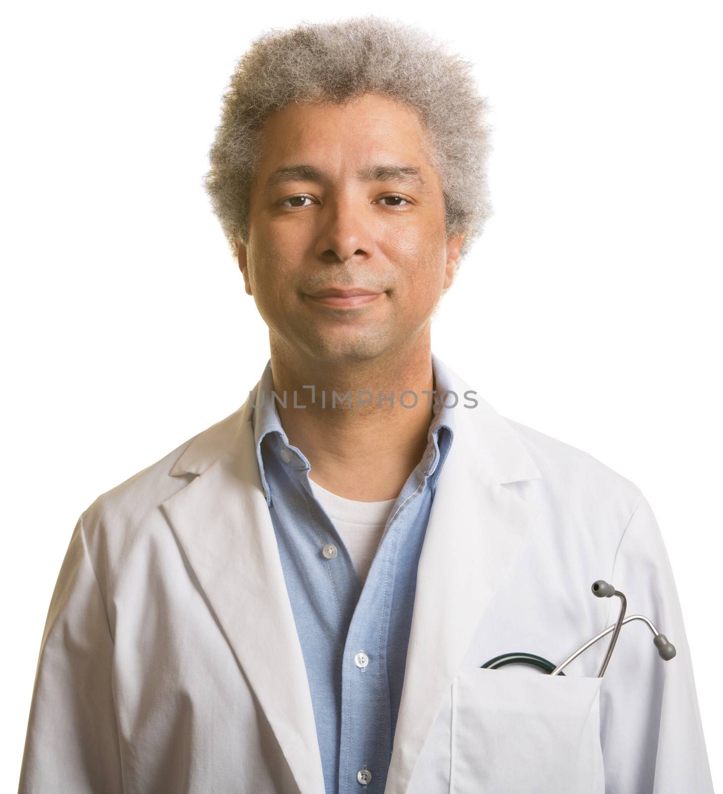 Calm African doctor with stethoscope in his pocket