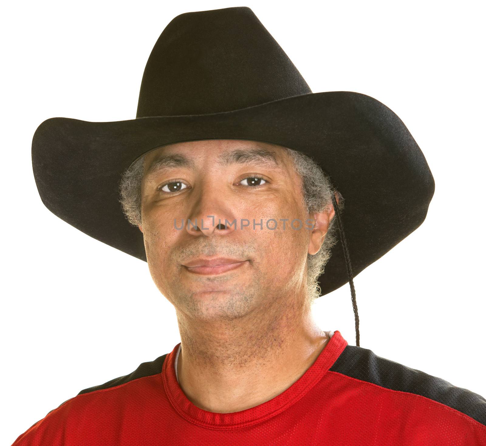 Calm middle aged man with cowboy hat