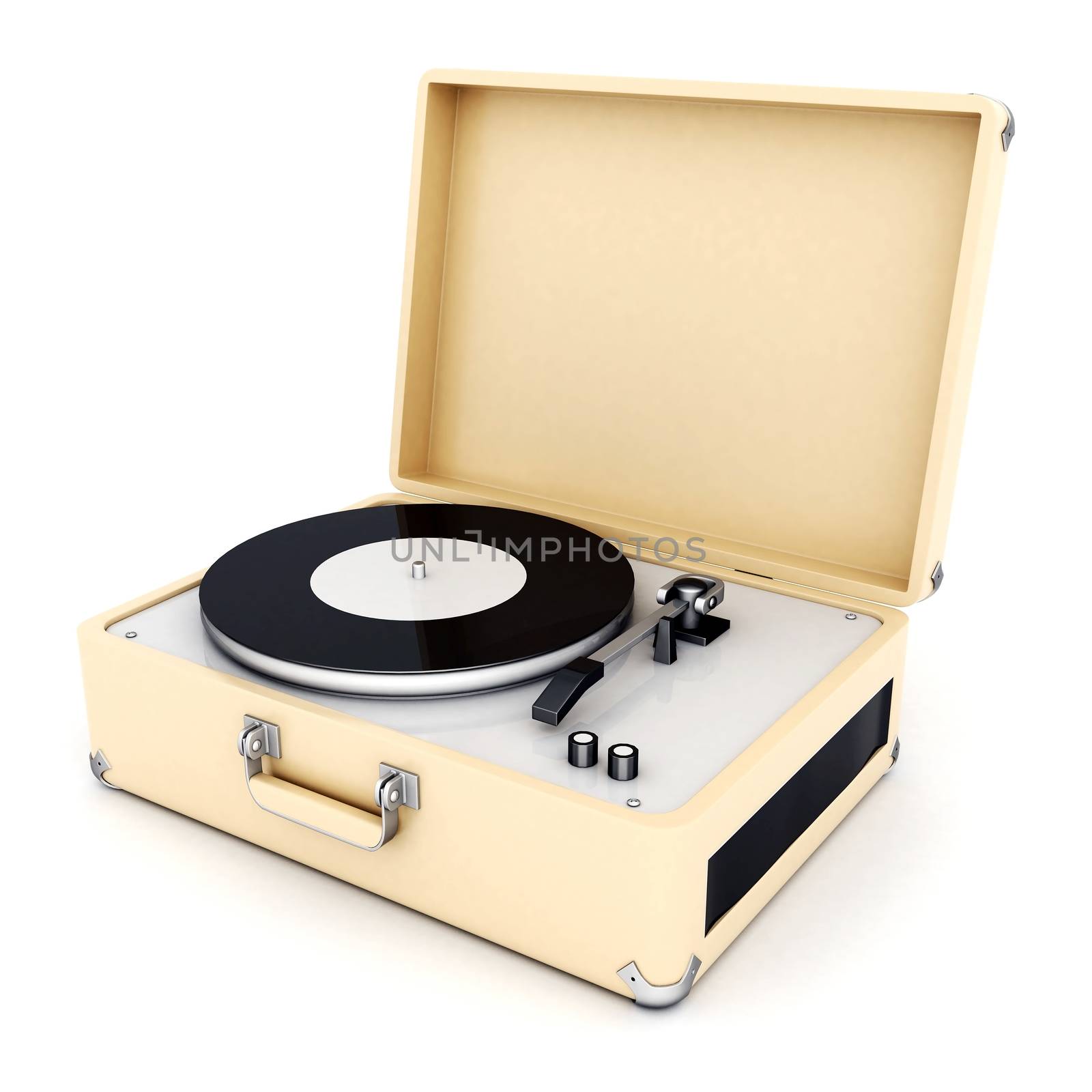 retro turntable isolated on white background