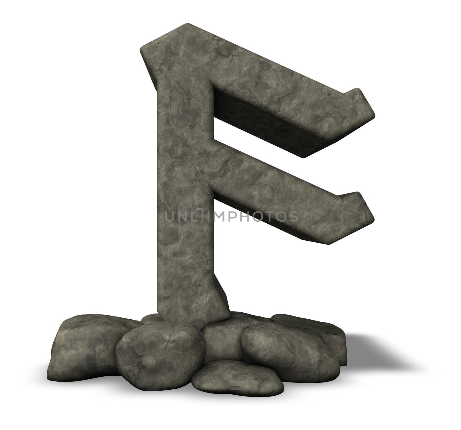 stone rune on white background - 3d illustration