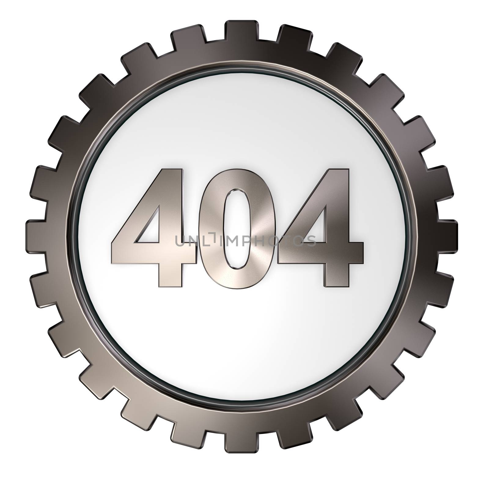 error 404 page not found - message and gear wheel - 3d illustration