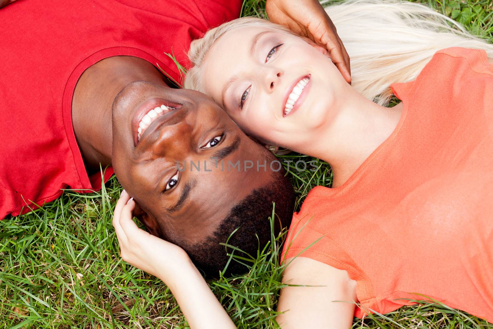 young couple in love summertime fun happiness romance  by juniart