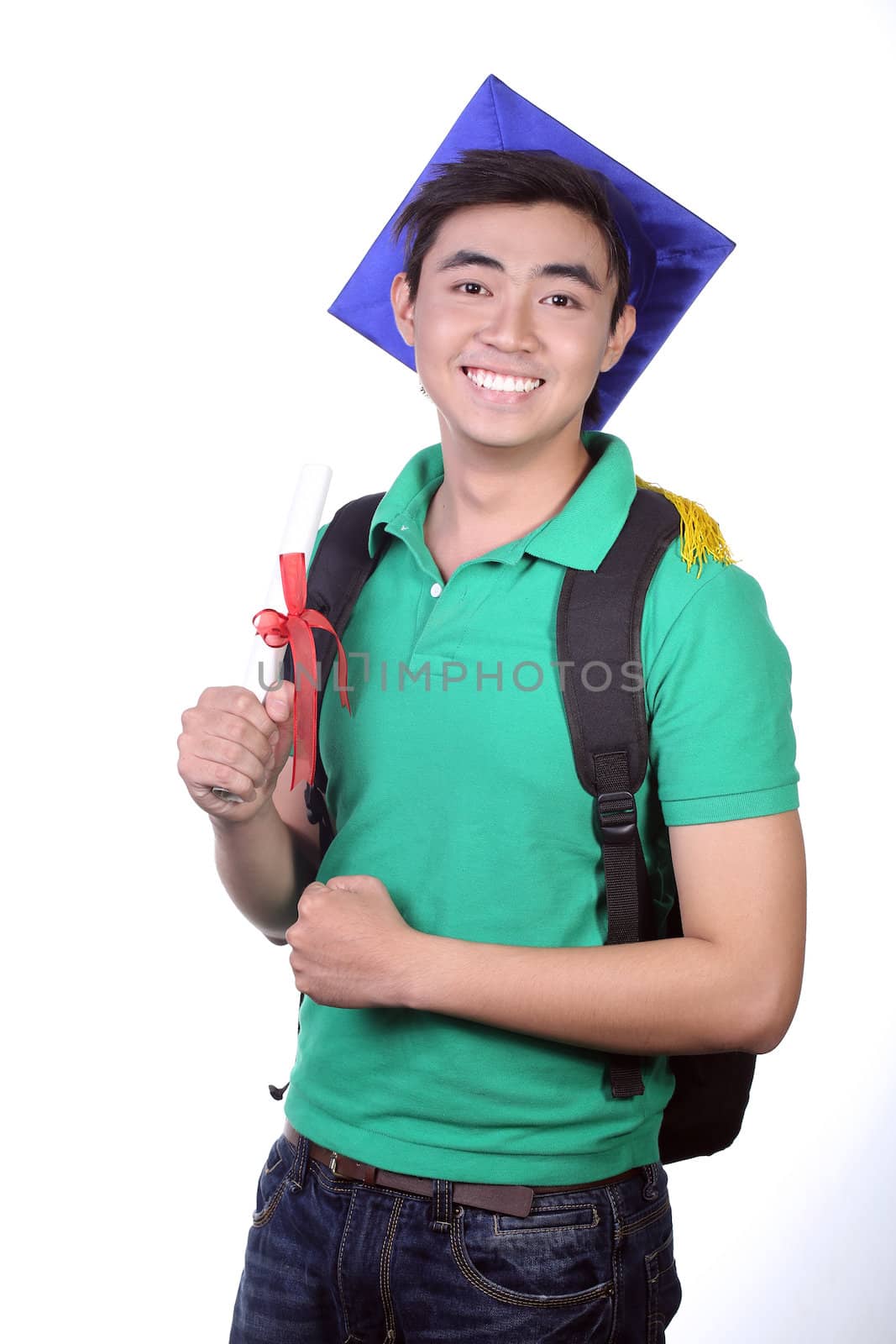 Young Asian graduation student guy