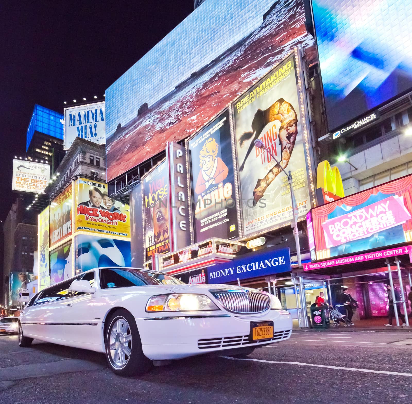 NEW YORK CITY, USA-SEPTEMBER 21: Times Square, featured with Broadway Theaters, Taxi Cabs, Luxury Limosines and animated LED signs, is a symbol of New York City and the United States. Taken in Manhattan, New York City on September 21, 2012