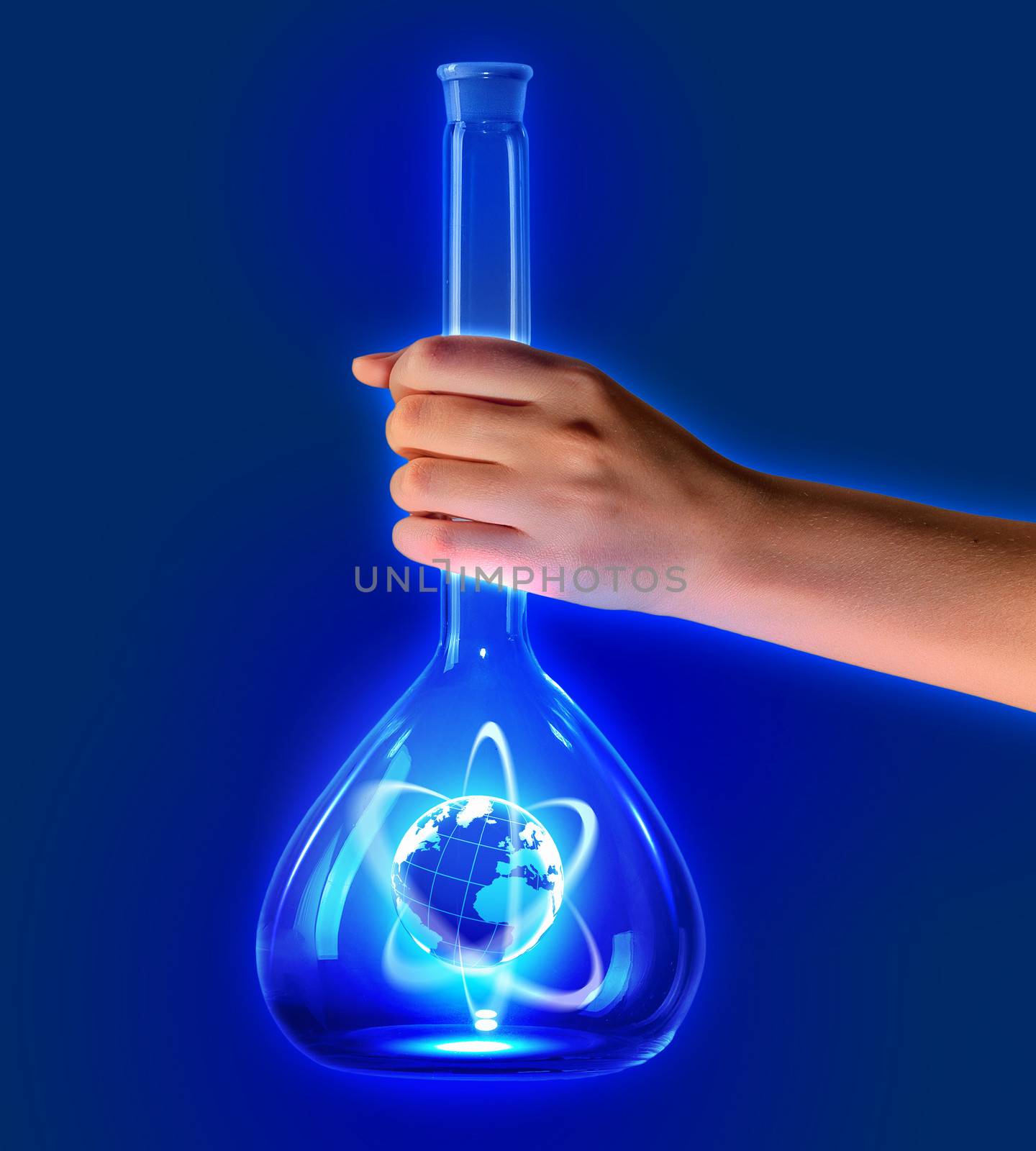 Image of earth planet in test tube. Ecology concept. Elements of this image are furnished by NASA