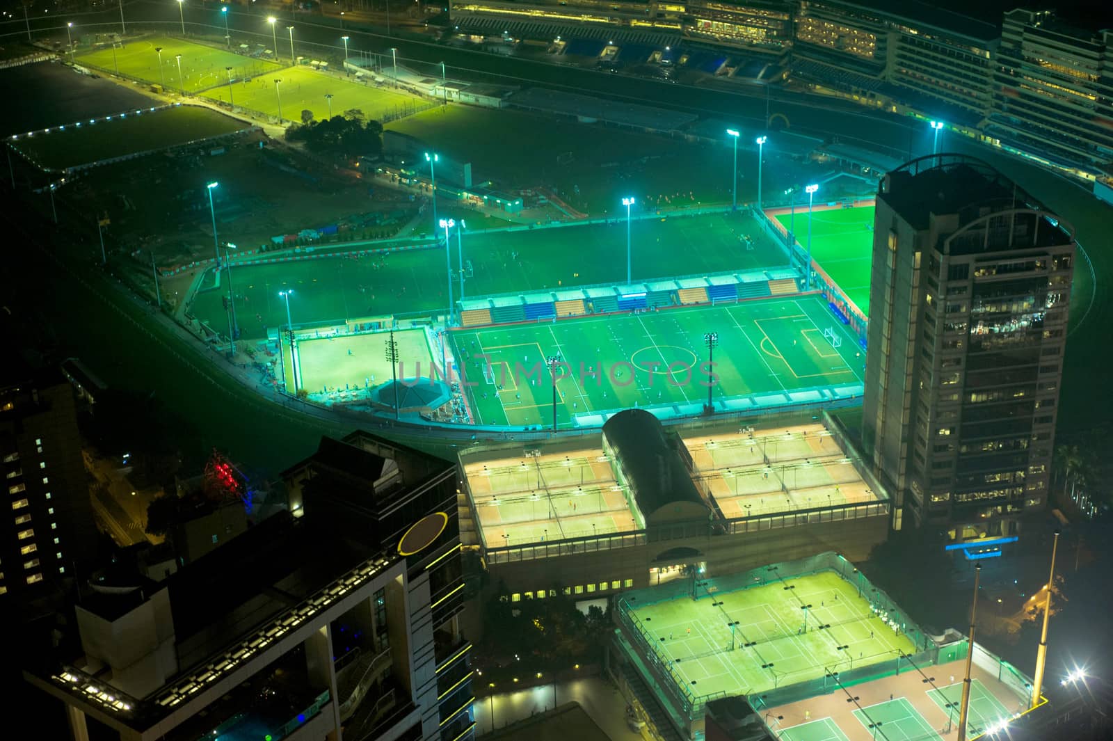 Aerial view of sport stadiums in Hong Kong