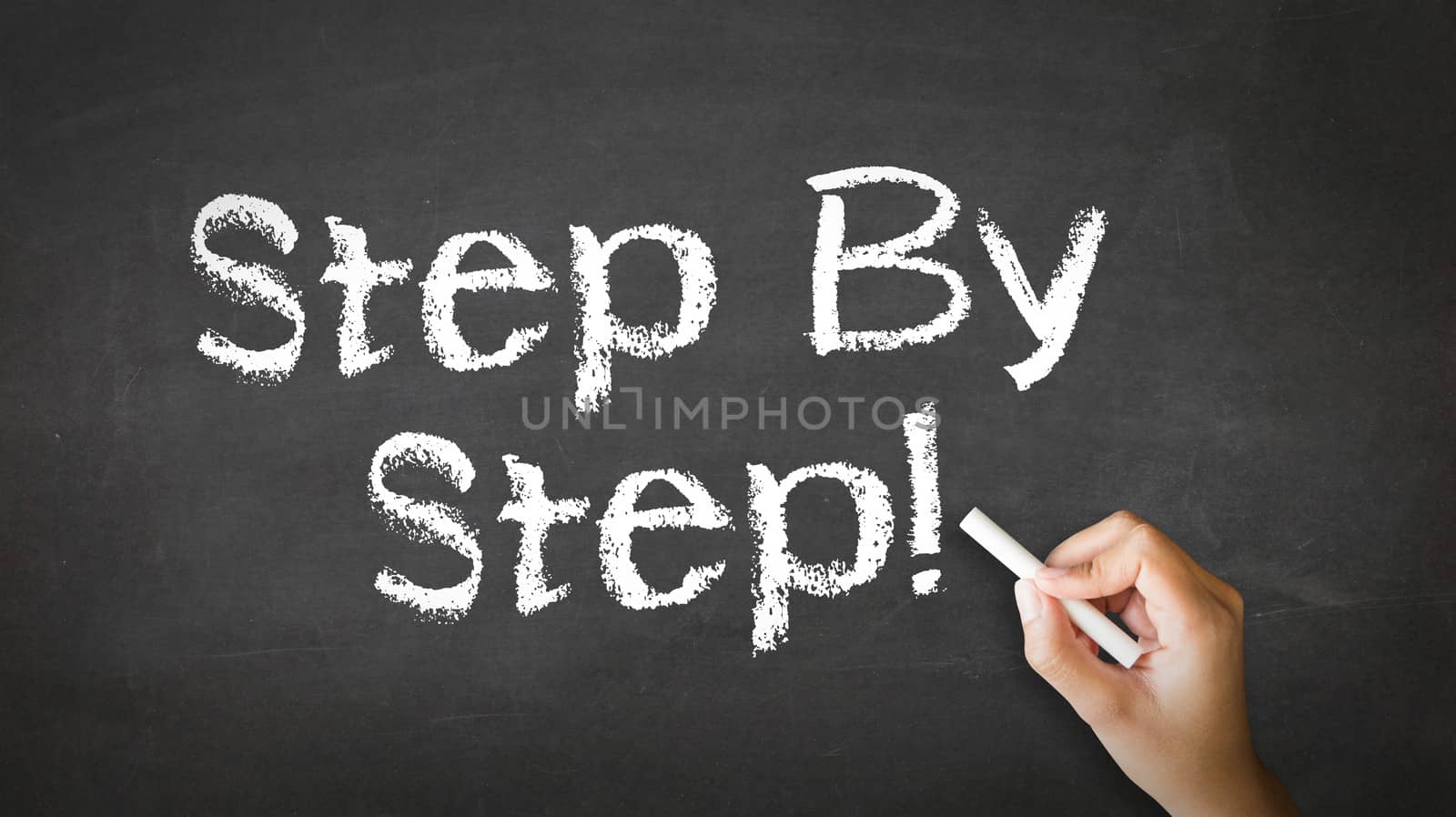 A person drawing and pointing at a Step by Step Chalk Illustration