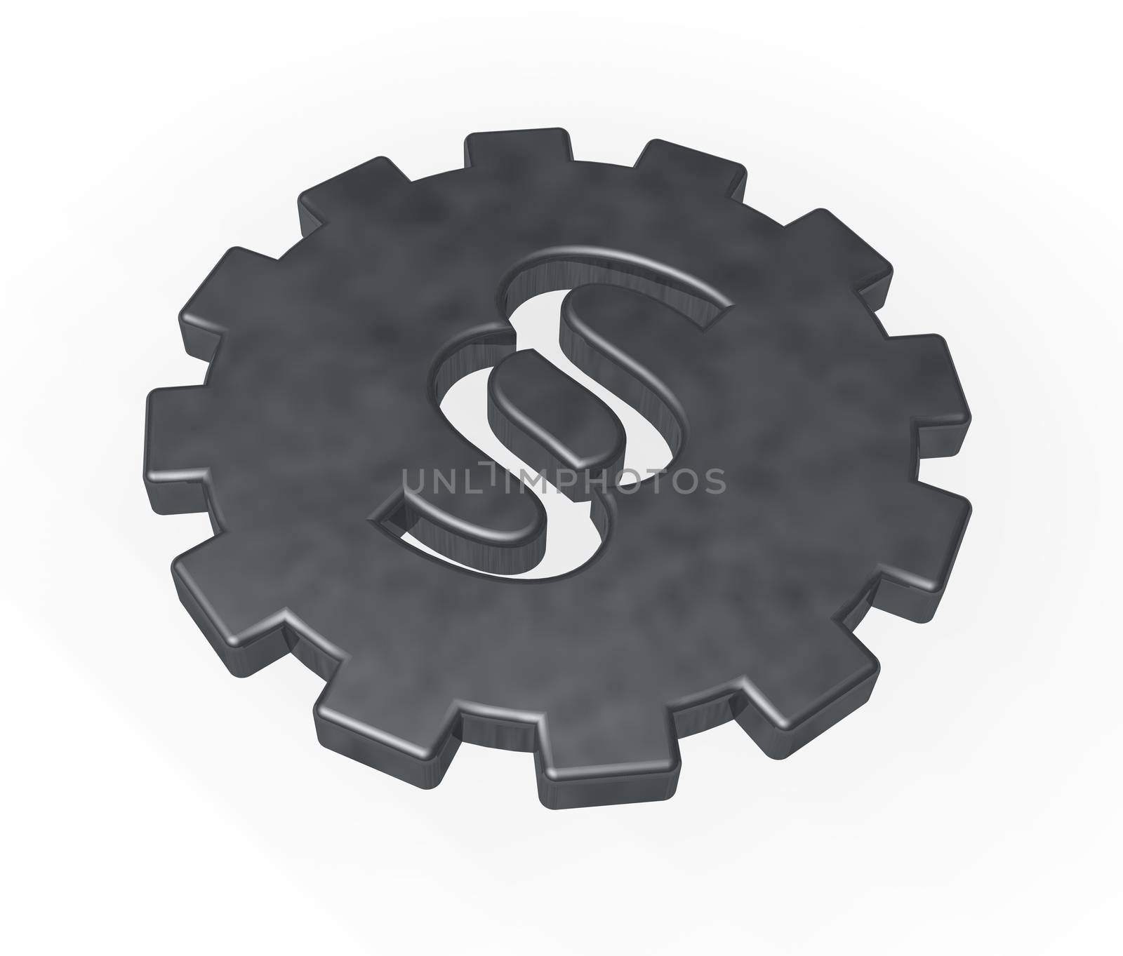 cogwheel and paragraph symbol on white background - 3d illustration