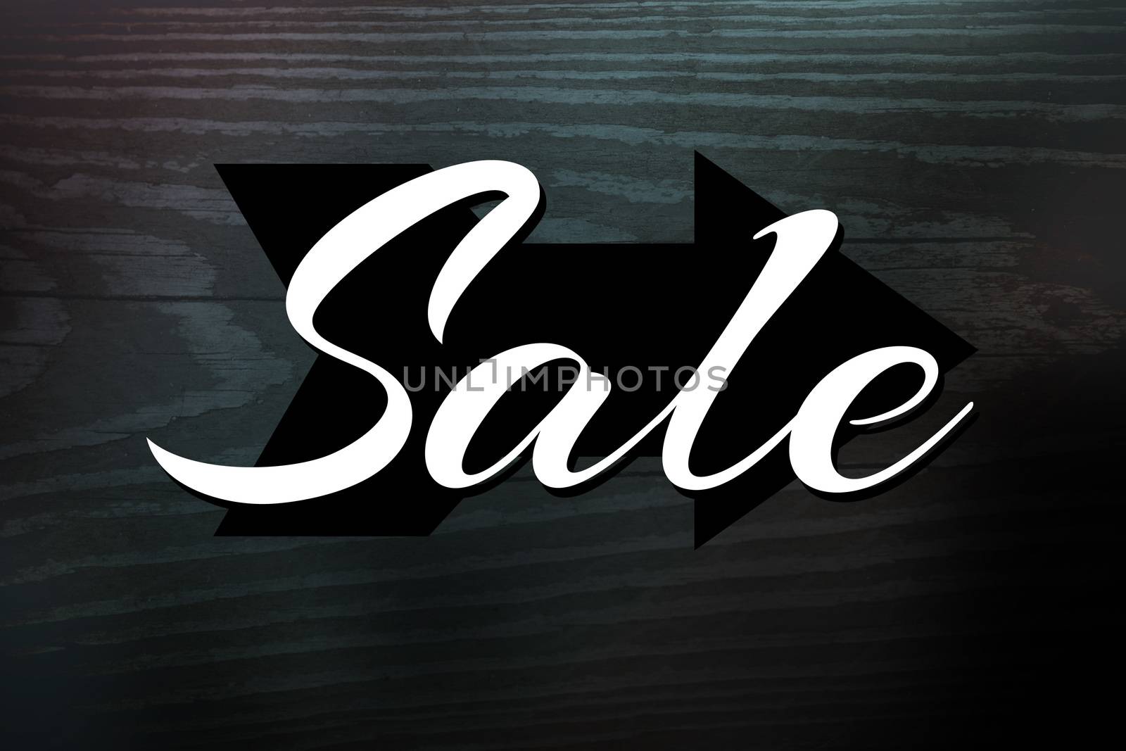 Sale sign design with vintage style typography over a woodgrain background.