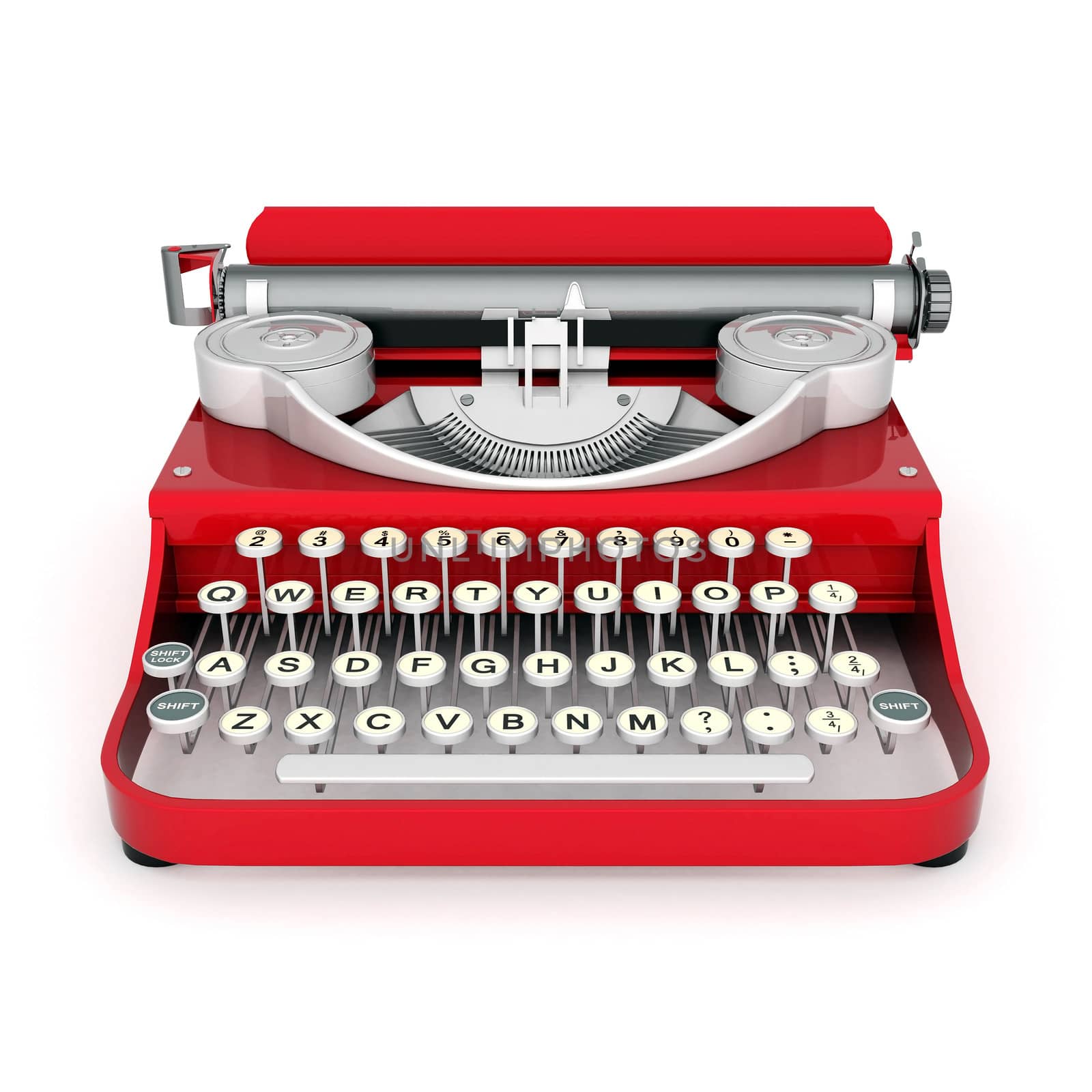 vintage typewriter isolated on white background