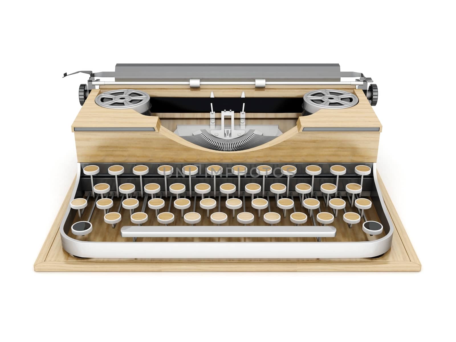 vintage typewriter isolated on white background