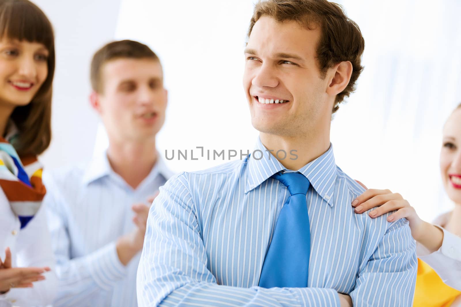 Image of successful young happy business persons