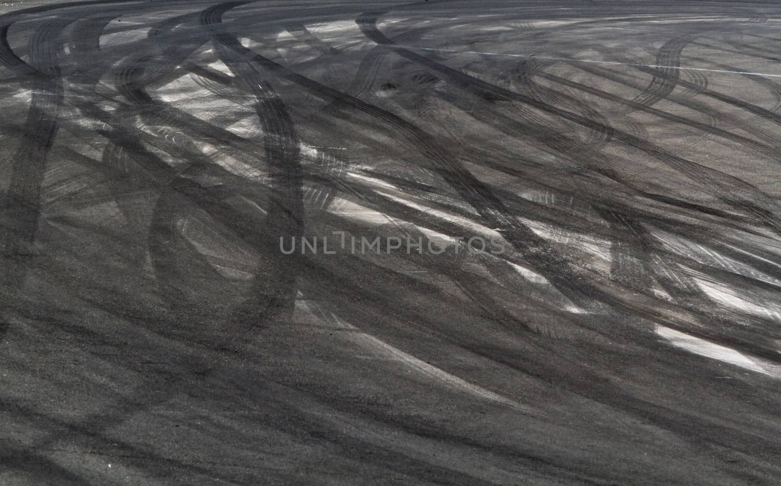 Tire marks on road track for background