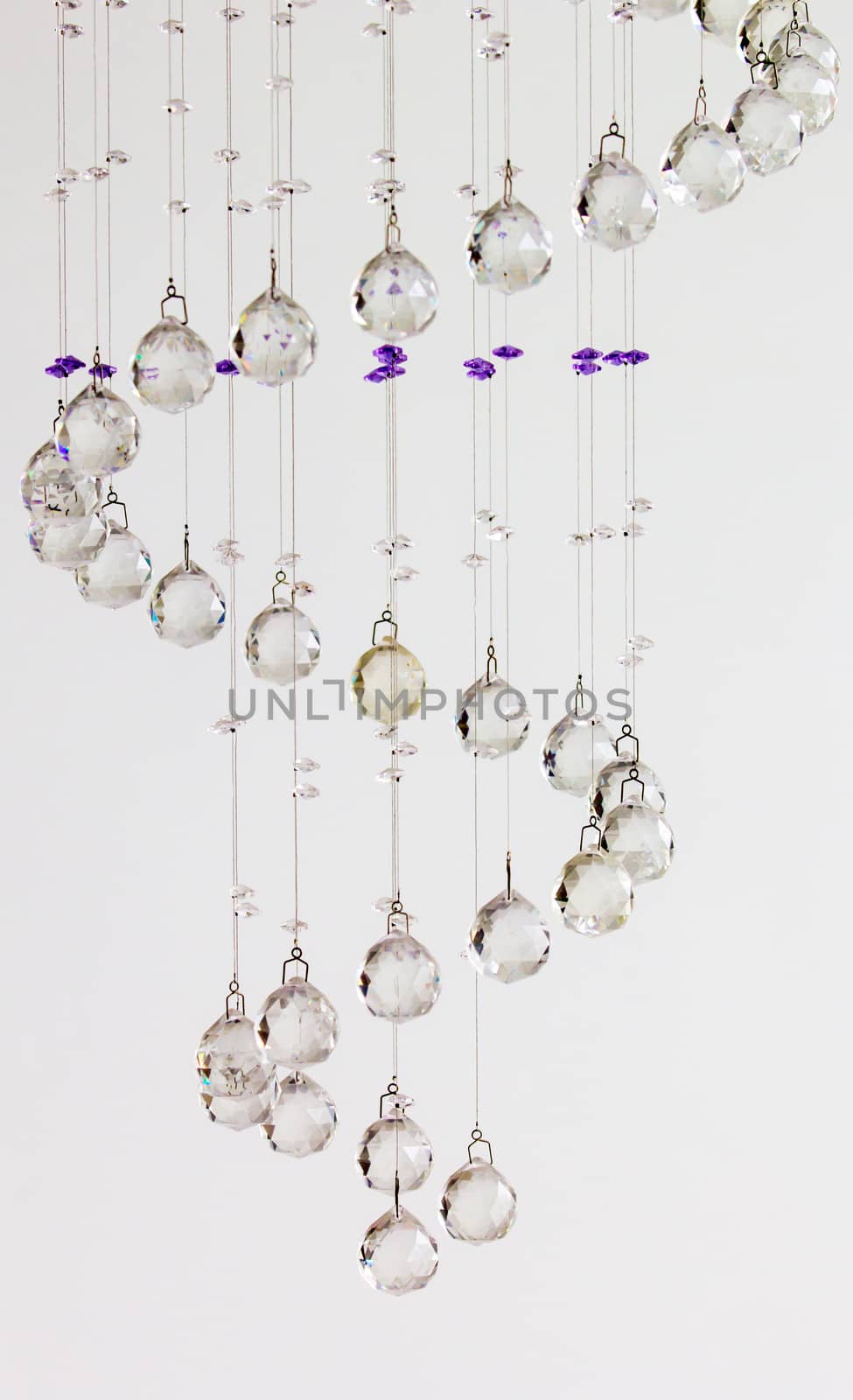 Close up on crystal of contemporary chandelier