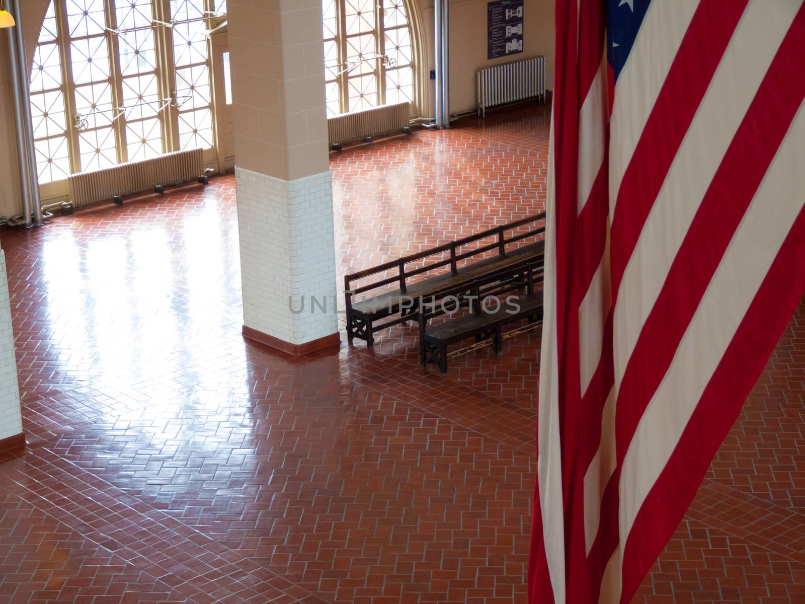 waiting hall of the immigration terminal of Ellis Island