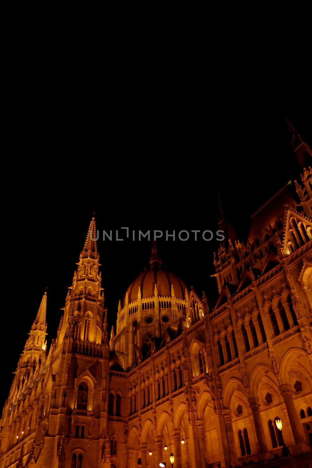 Budapest Parliament building in Hungary at twilight detail