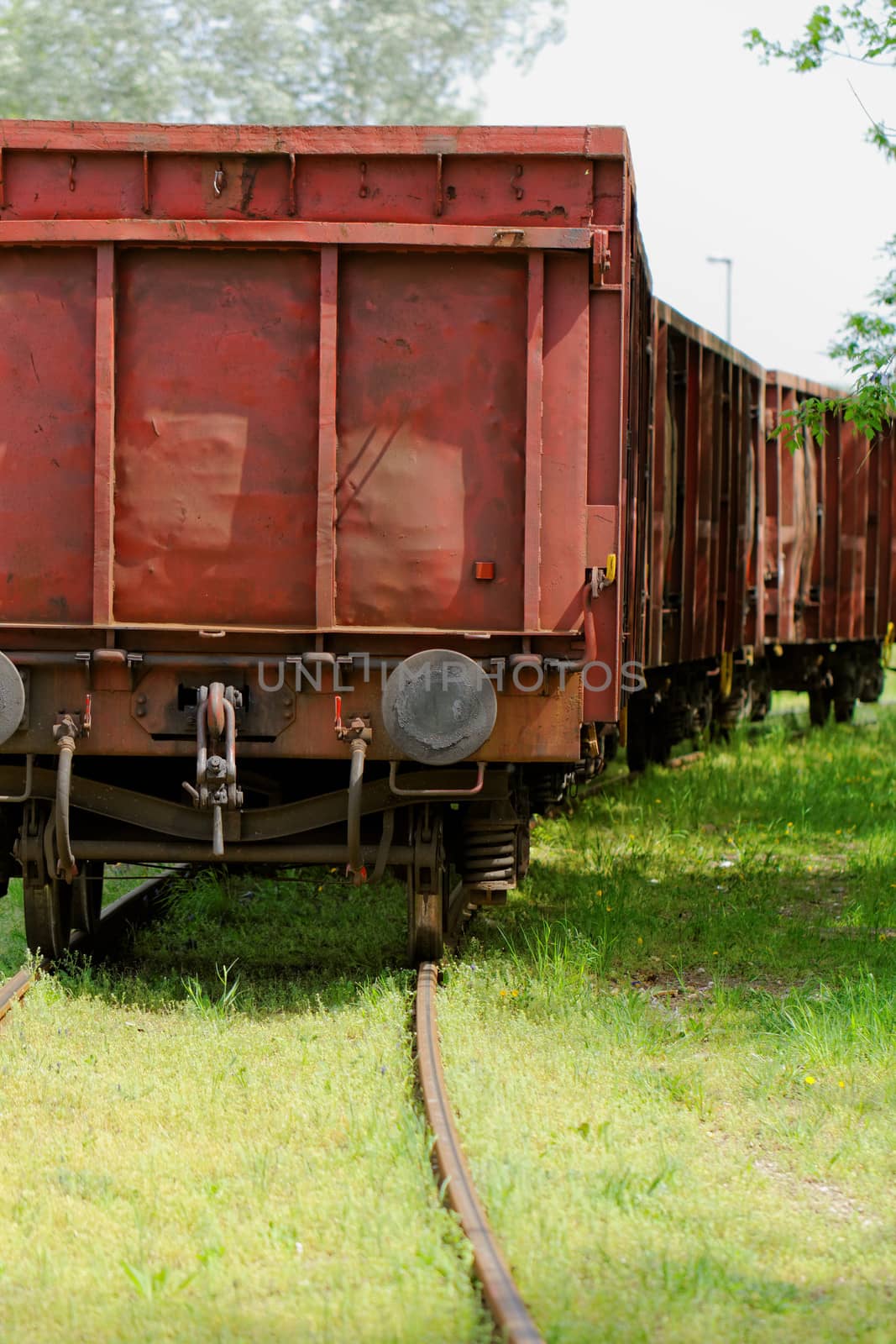 Old wagon, in an unused grassy railway track