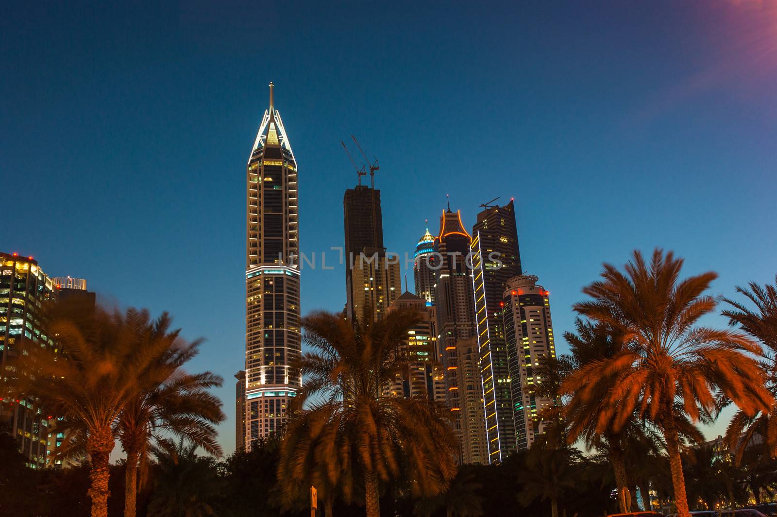 DUBAI, UAE - NOVEMBER 18: Nightlife in Dubai. UAE. November 18, 2012. Dubai was the fastest developing city in the world between 2002 and 2008.