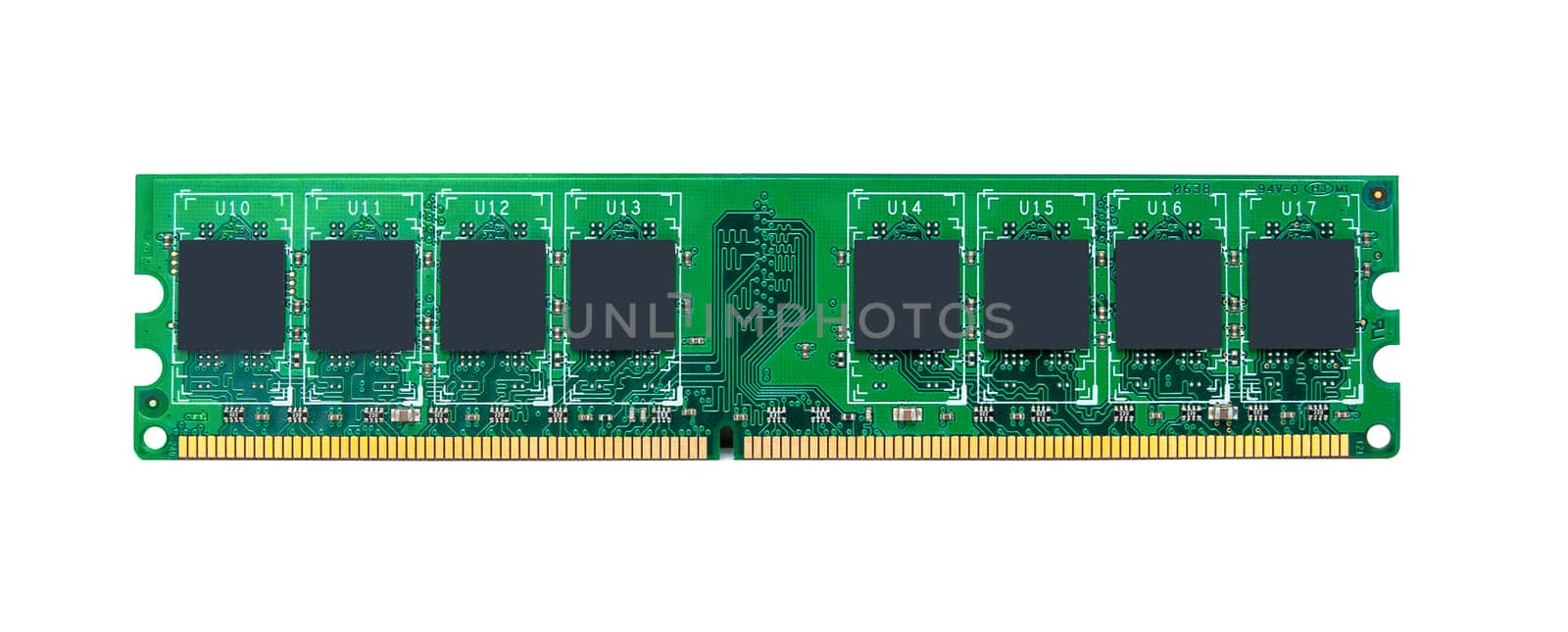RAM module for the personal computer on a white background. Random access memory