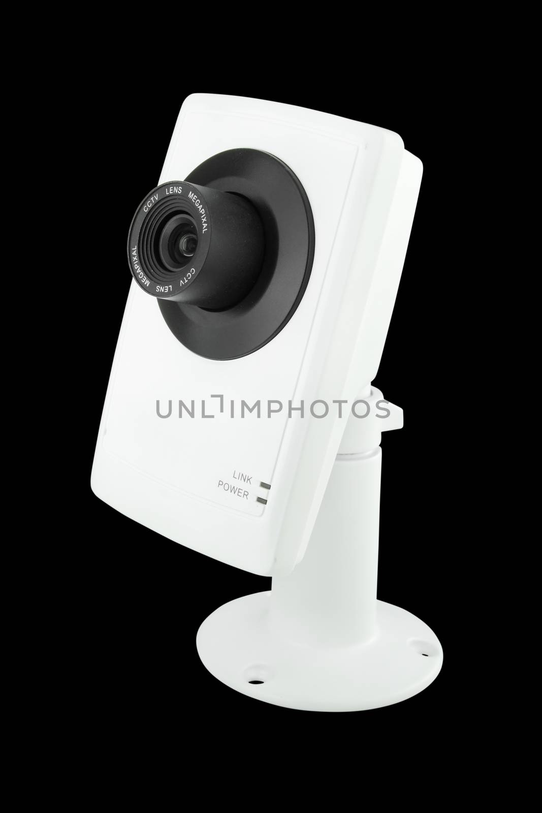 security camera on black background