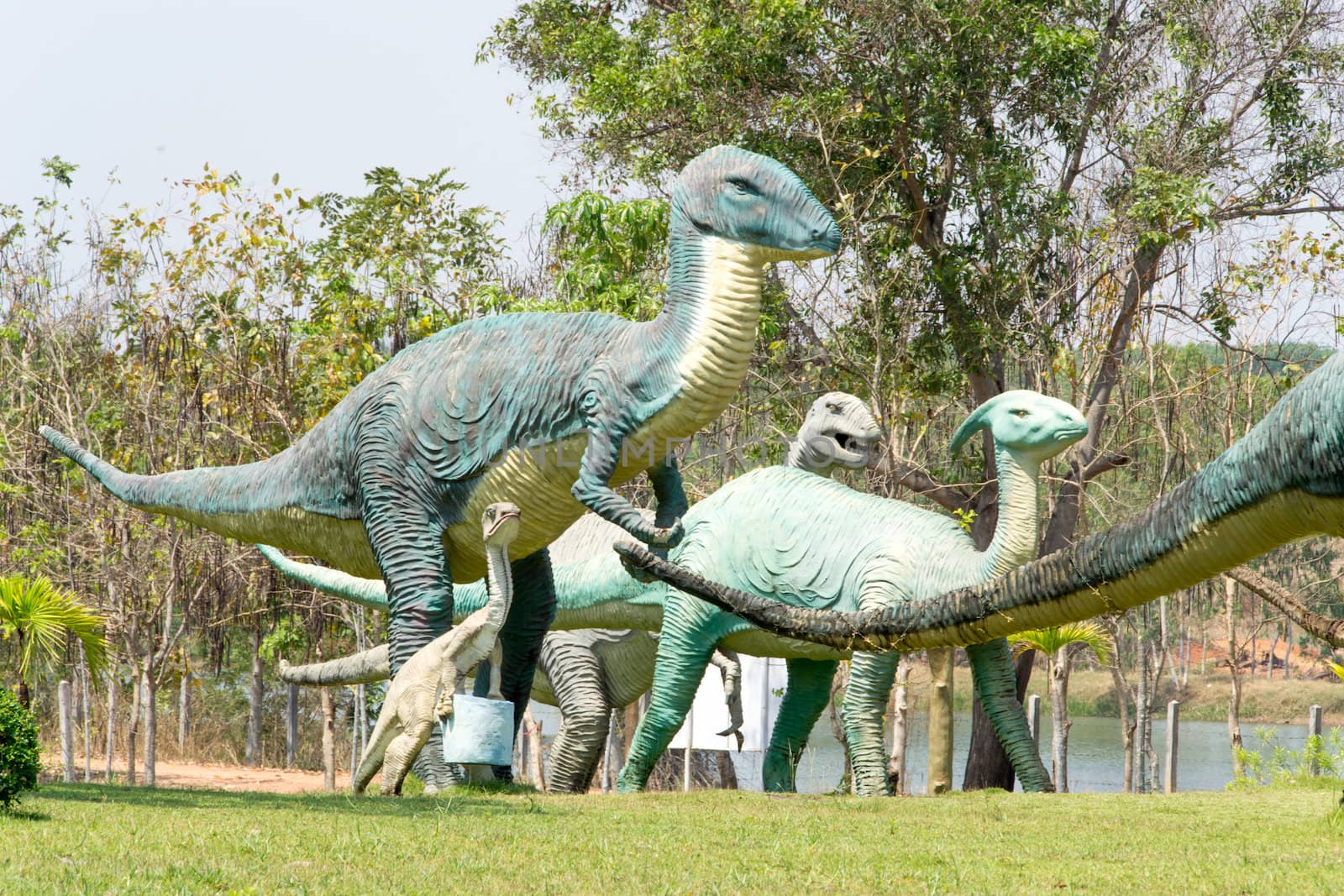 public parks of statues and dinosaur by myibean