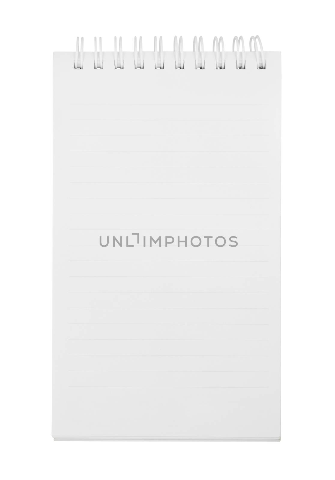 paper notebook vertical on white background (with clipping path)