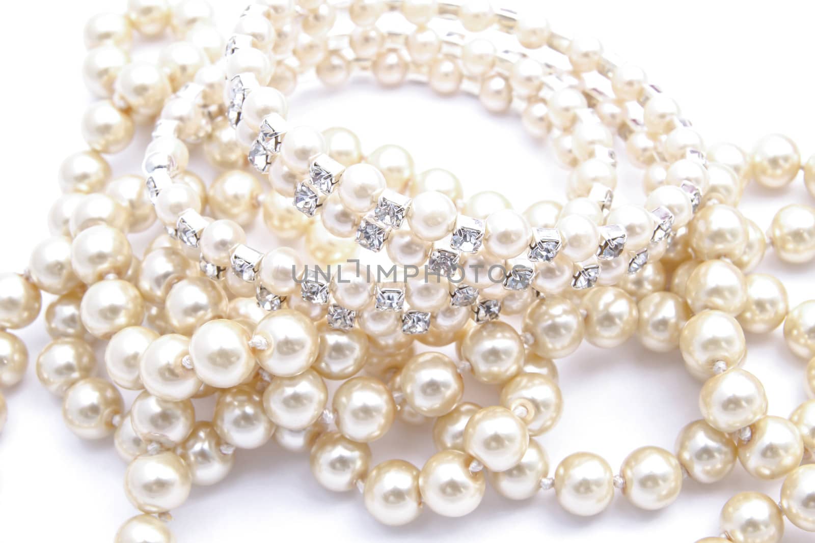 Beautiful string of beads isolated on white background 