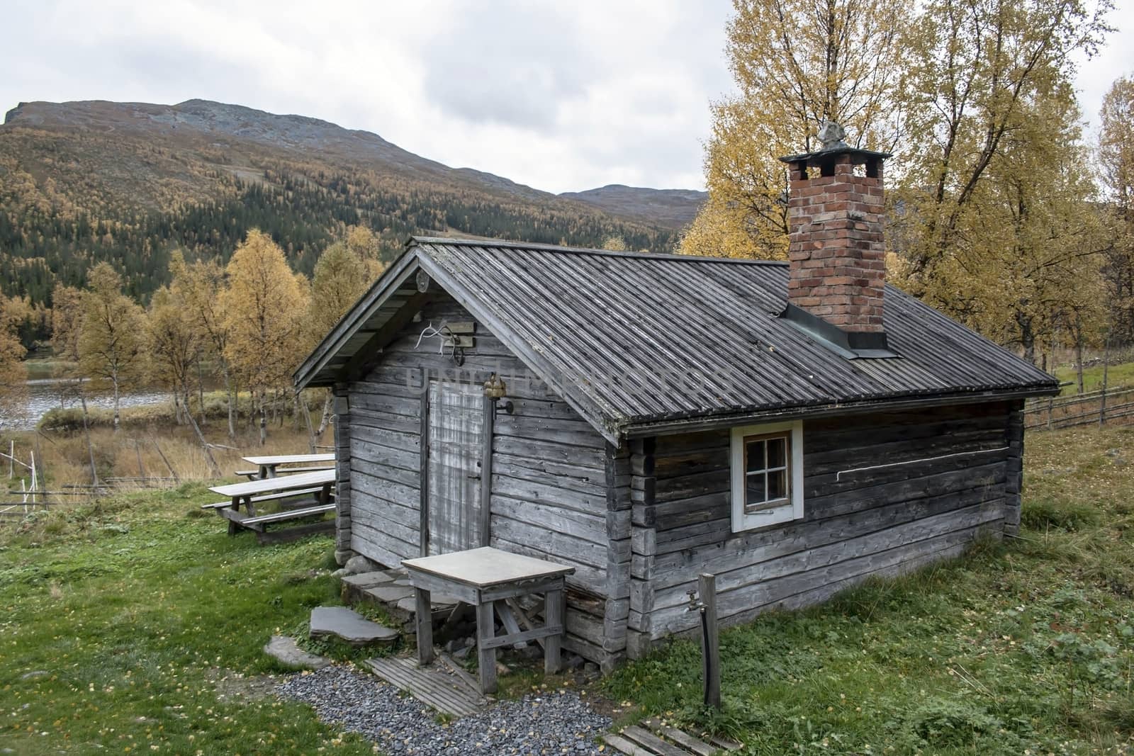 Old  wooden cabin in mountain 