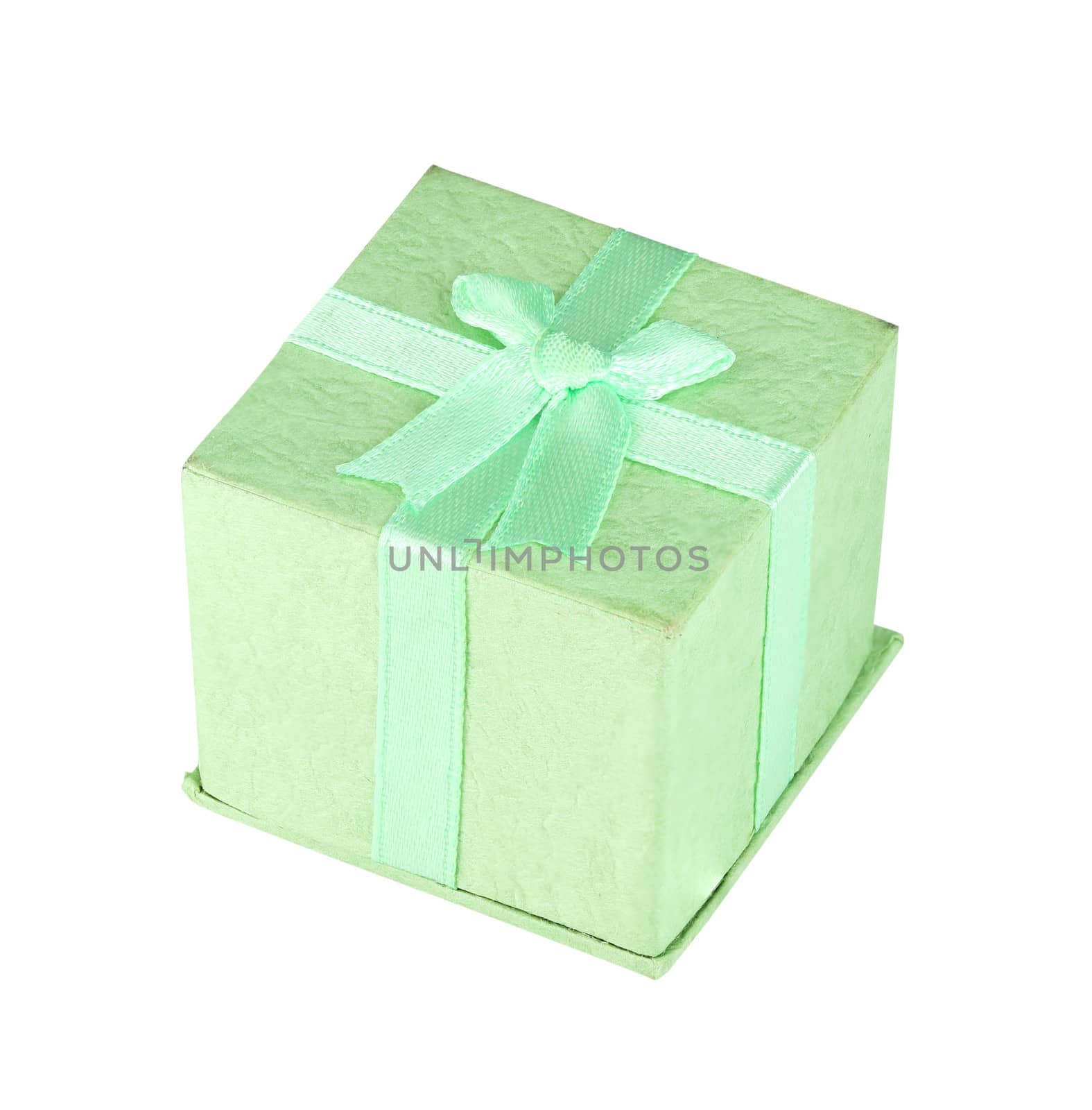 green gift box on white background