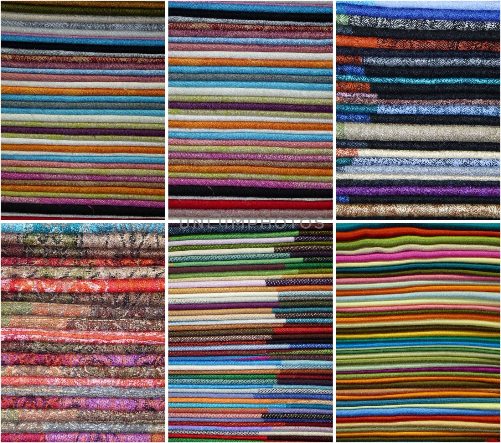 Stacked on top of colored fabrics