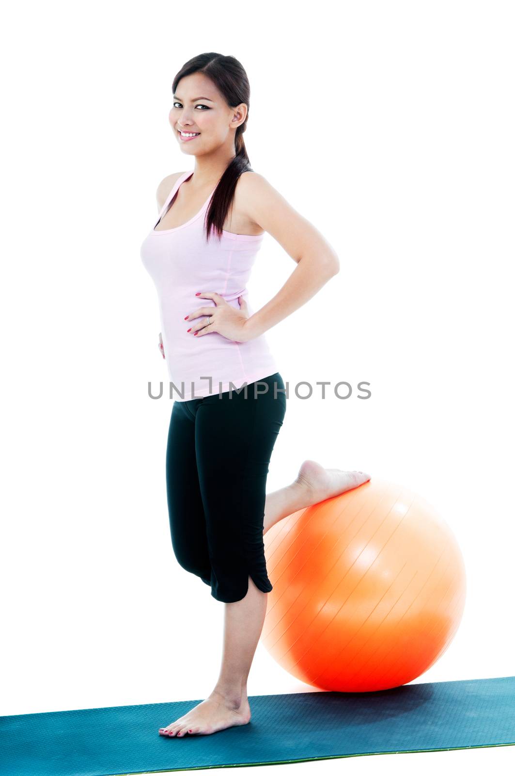 Healthy Young Woman With Balance Ball by williv
