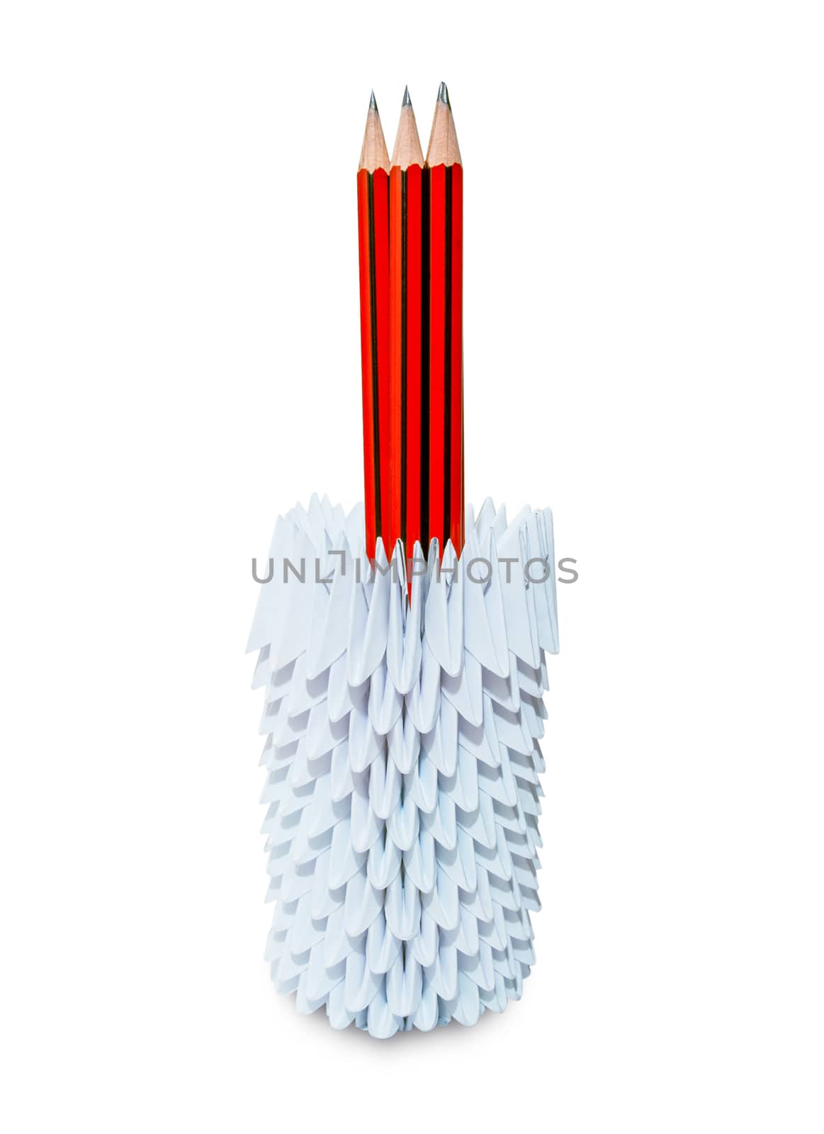 Group of pencils for drawing in art paper glass on white background.