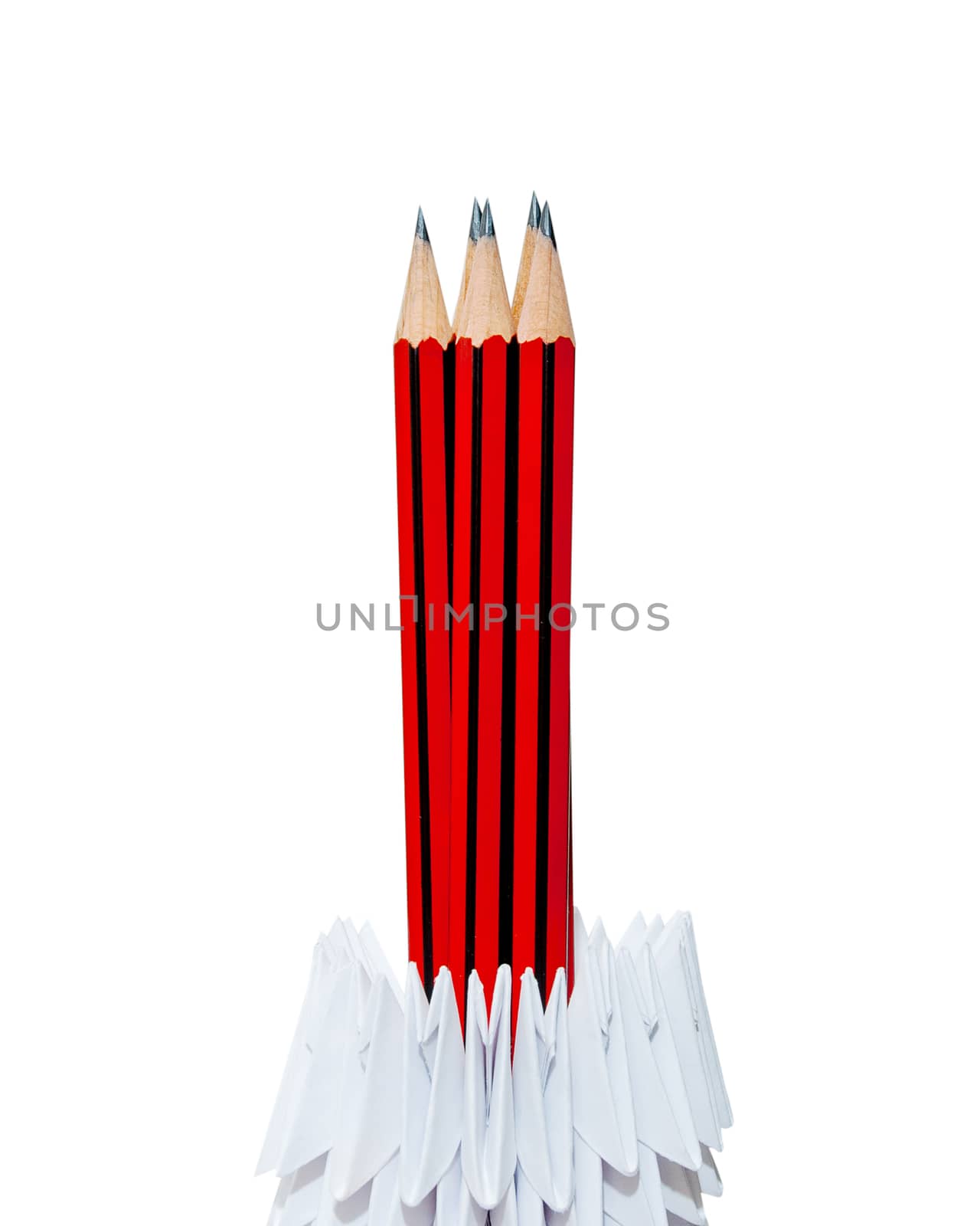 Group of pencils for drawing on a stand on an isolated background.