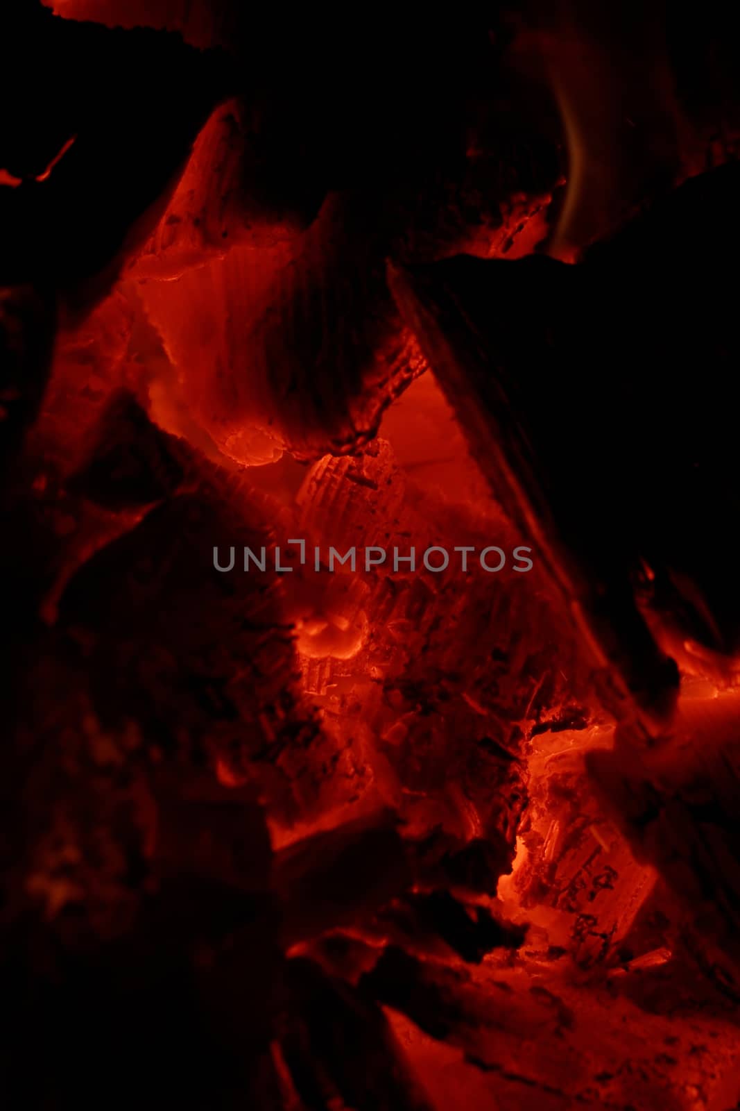 glowing embers in hot red color