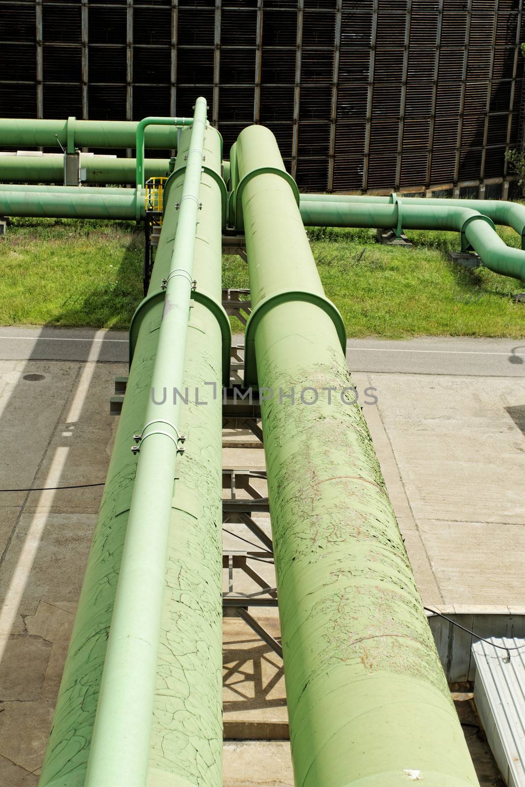 industrial pipes in a electricity power plant