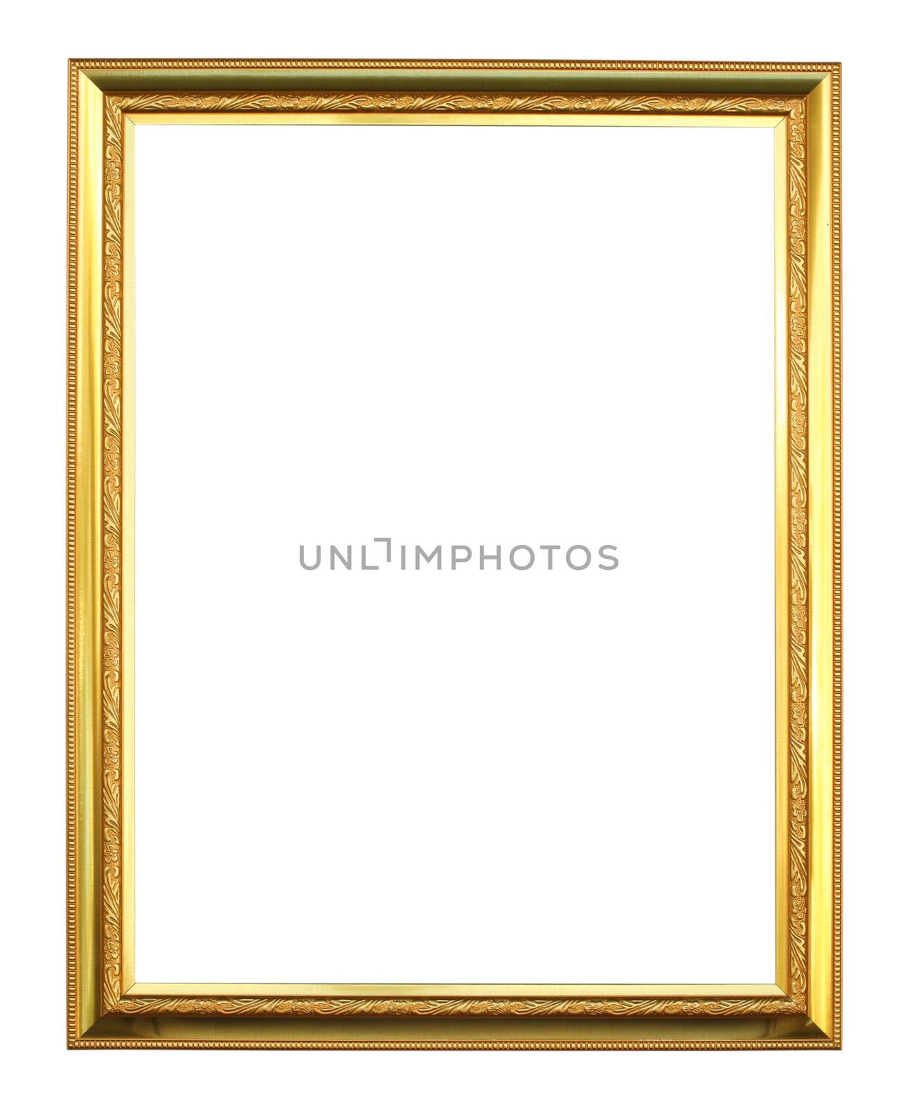 golden picture frame on white background