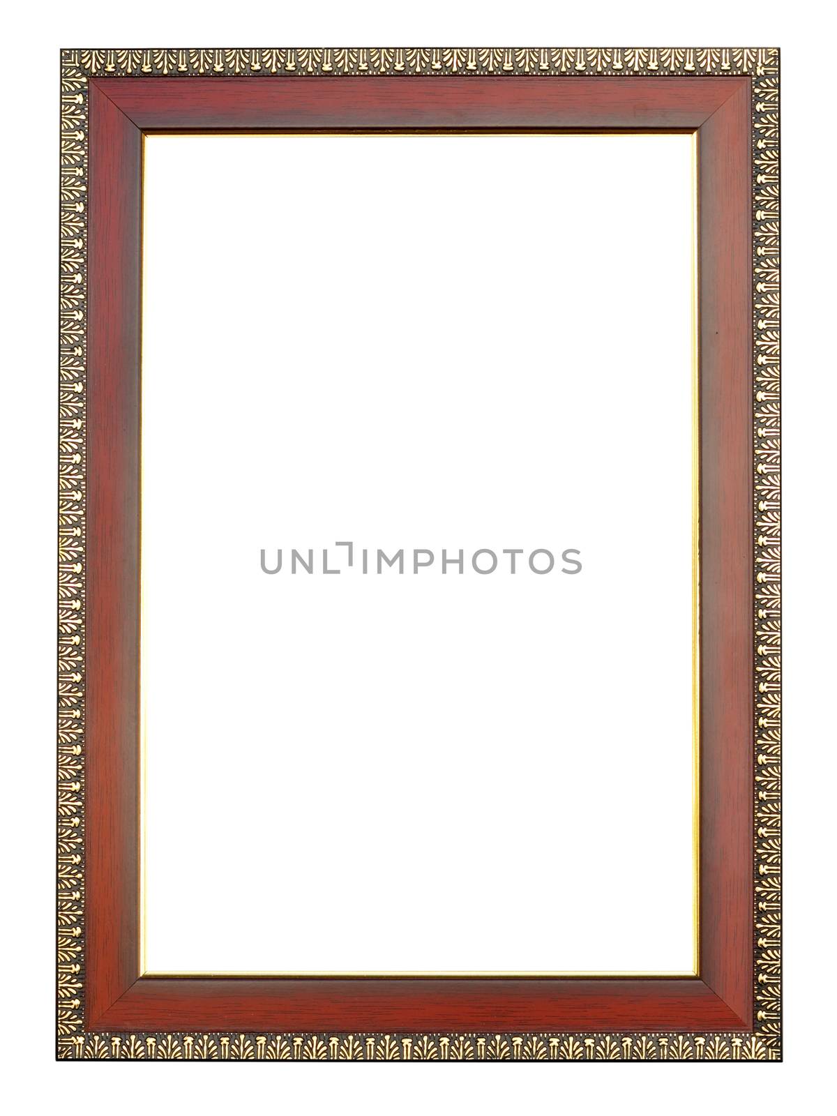 wooden picture frame on white background