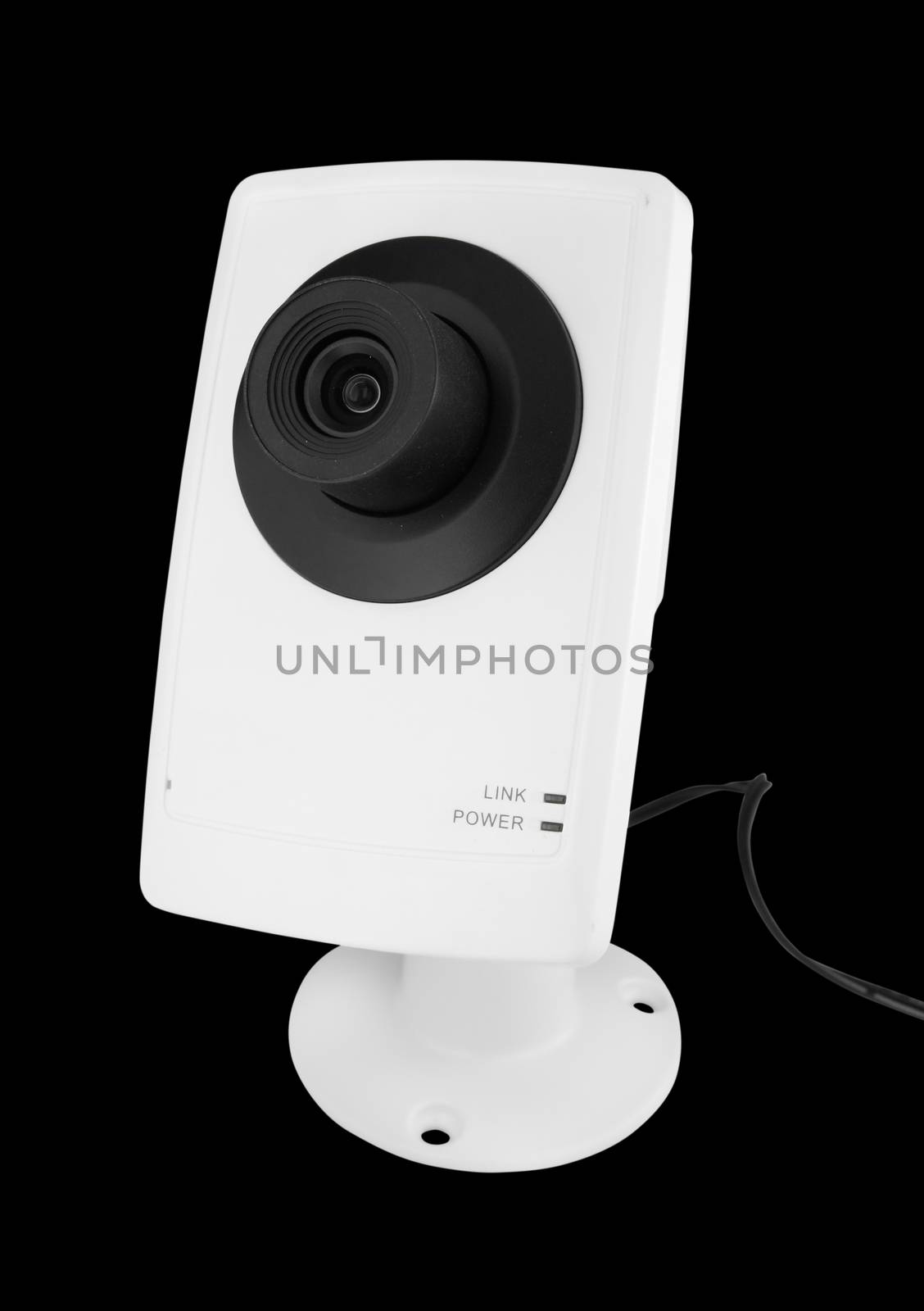 security camera on black background