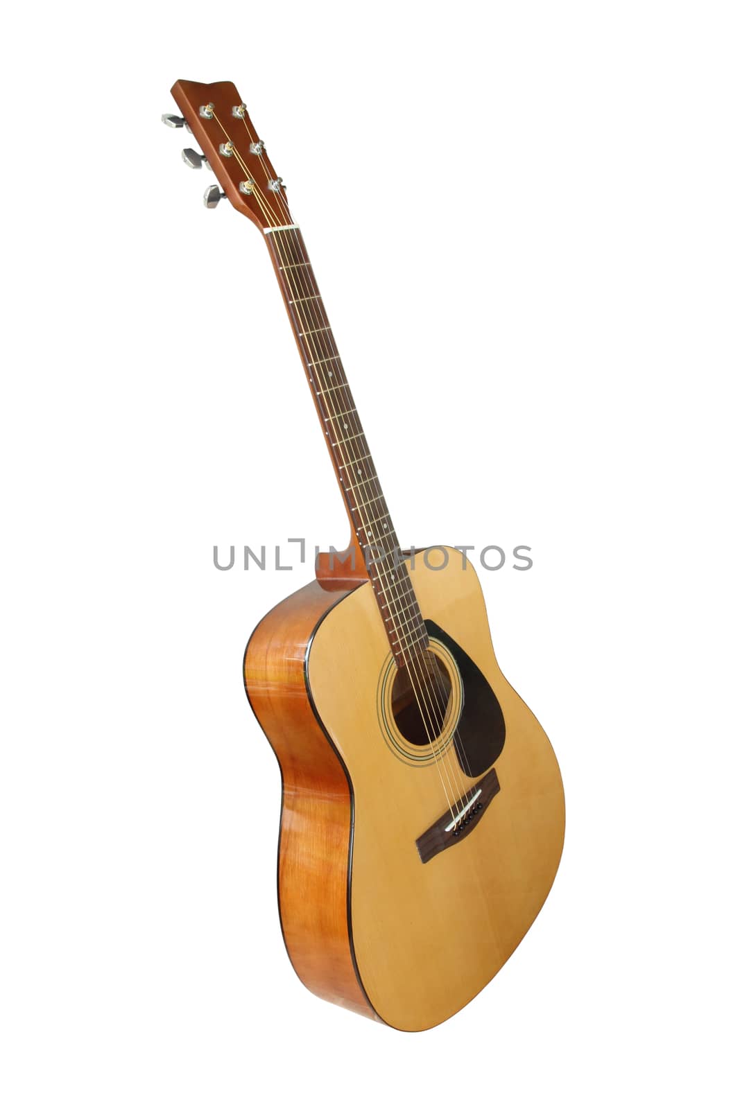 acoustic classic guitar on white background (with clipping path)