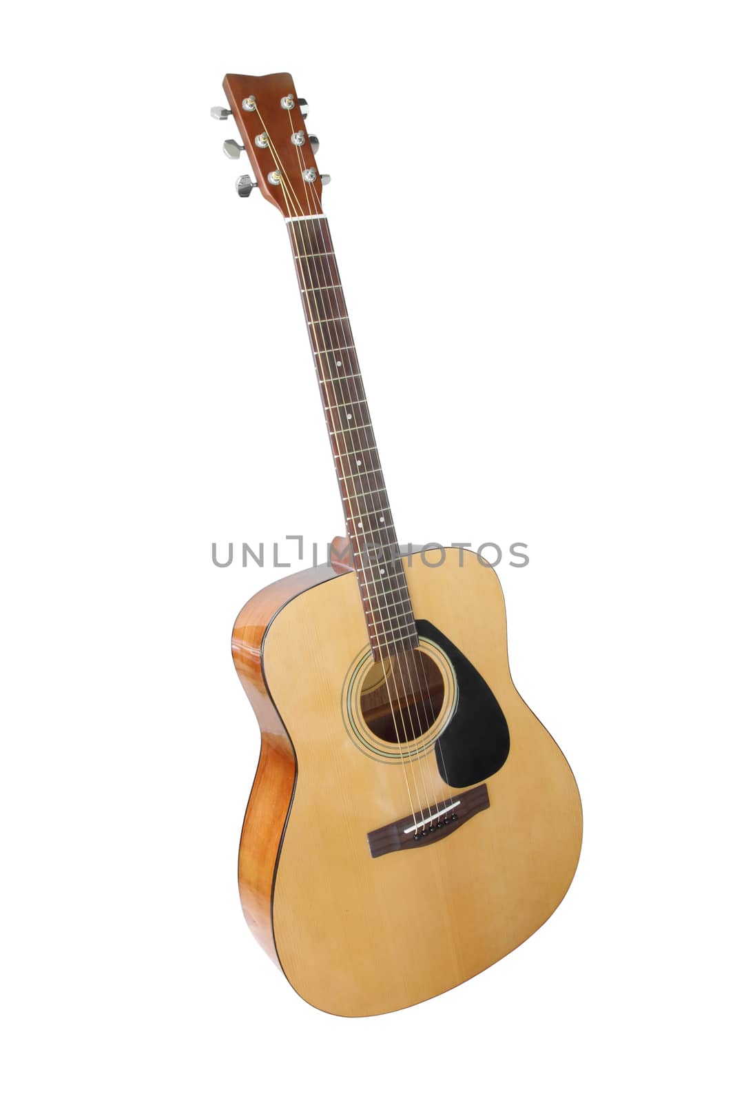 acoustic classic guitar on white background (with clipping path)