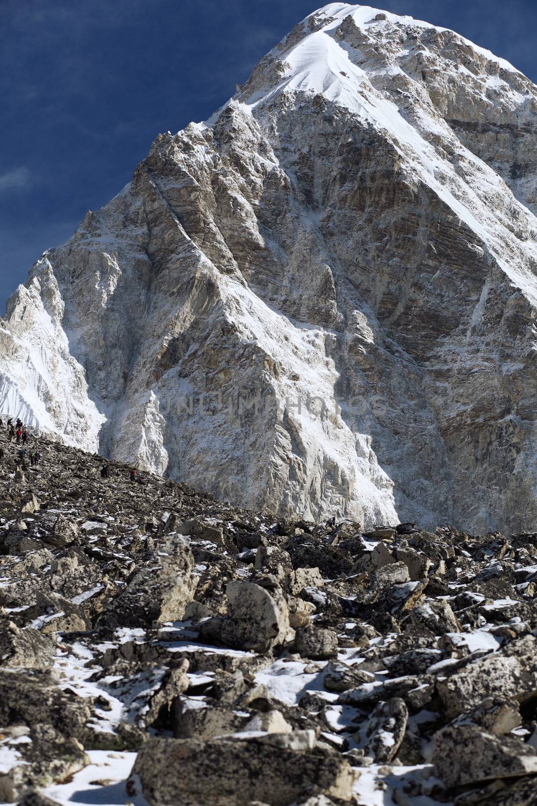 High mountains in cloud. Nepal. Everest region