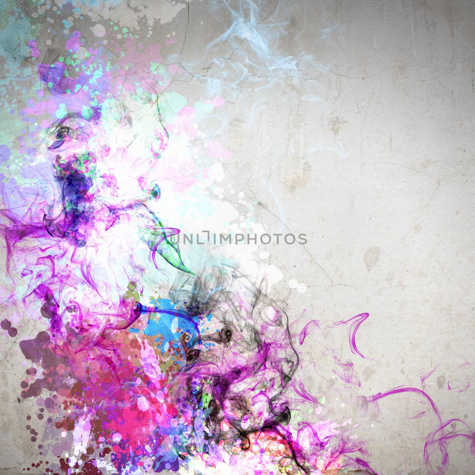 Background image with color fumes and splashes