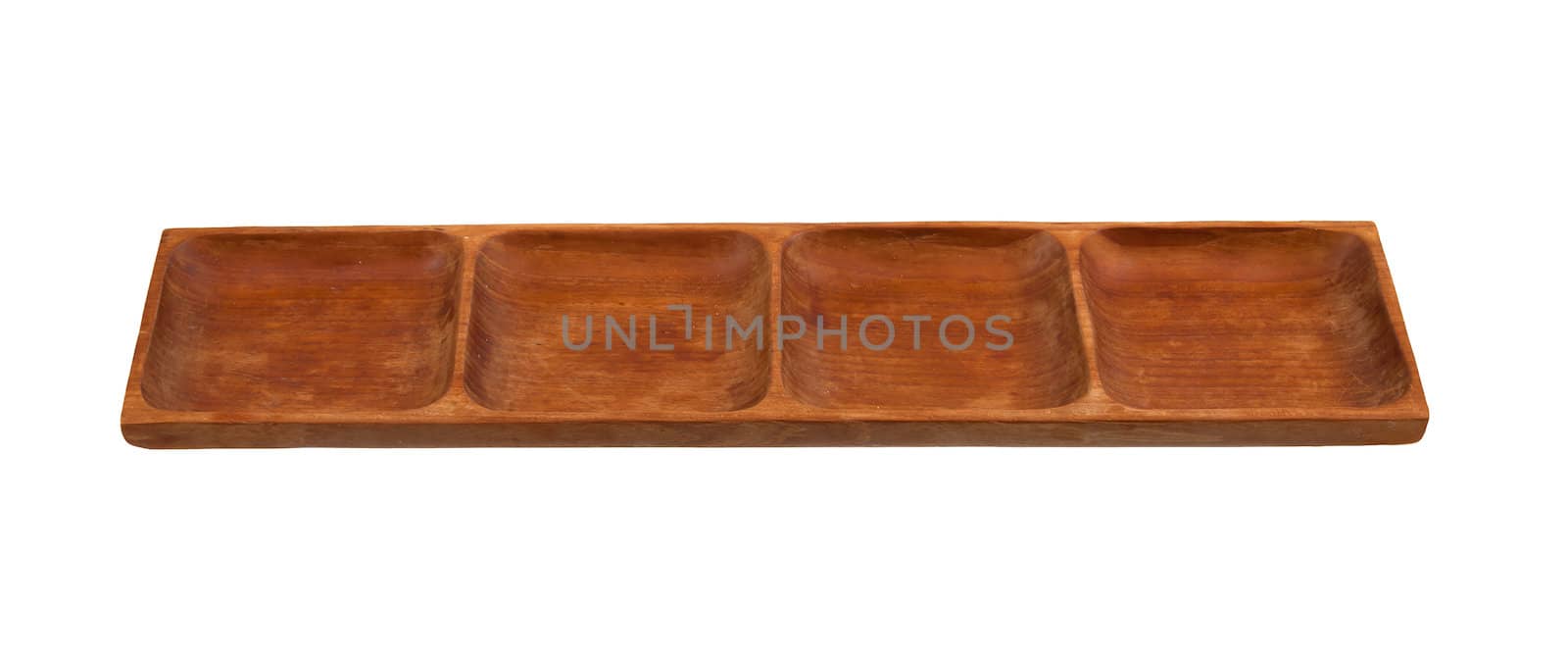 Long wooden bowl isolated on a whitebackground