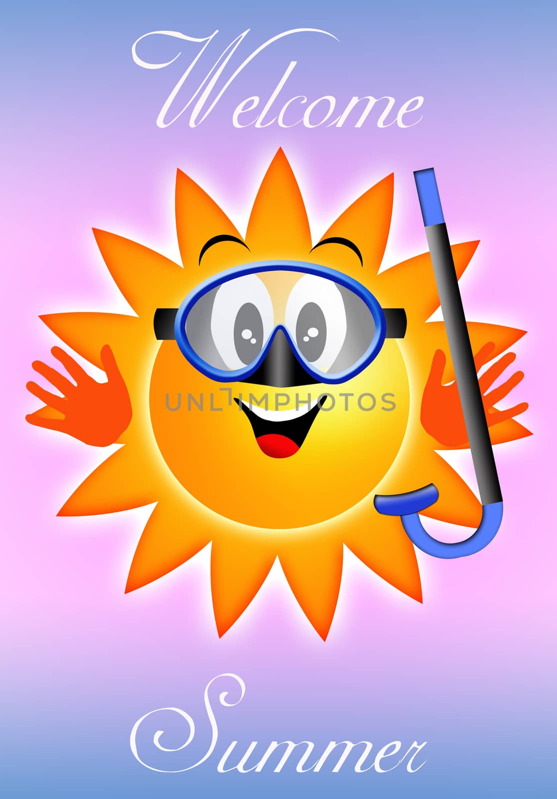 Sun with diving mask and snorkel