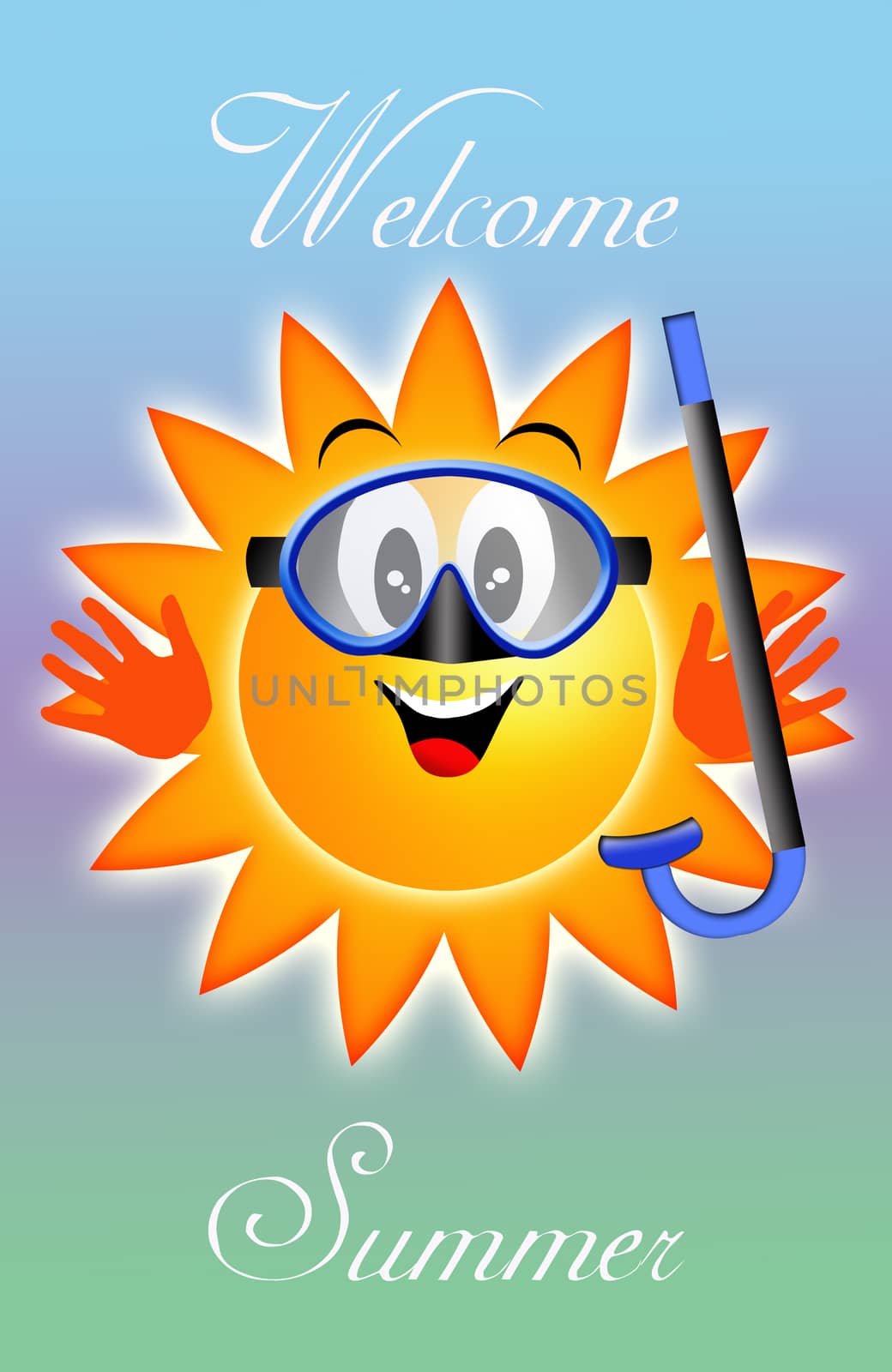 Sun with diving mask and snorkel