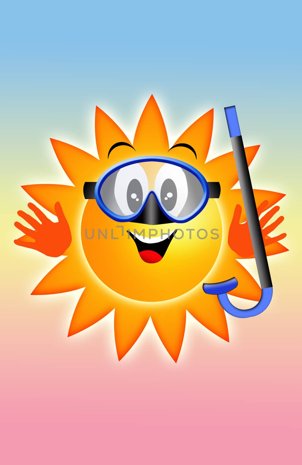 Sun with diving mask and snorkel