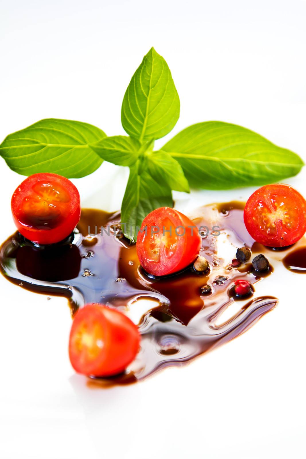 Tomato with Basil and Balsamic dressing by vanillaechoes