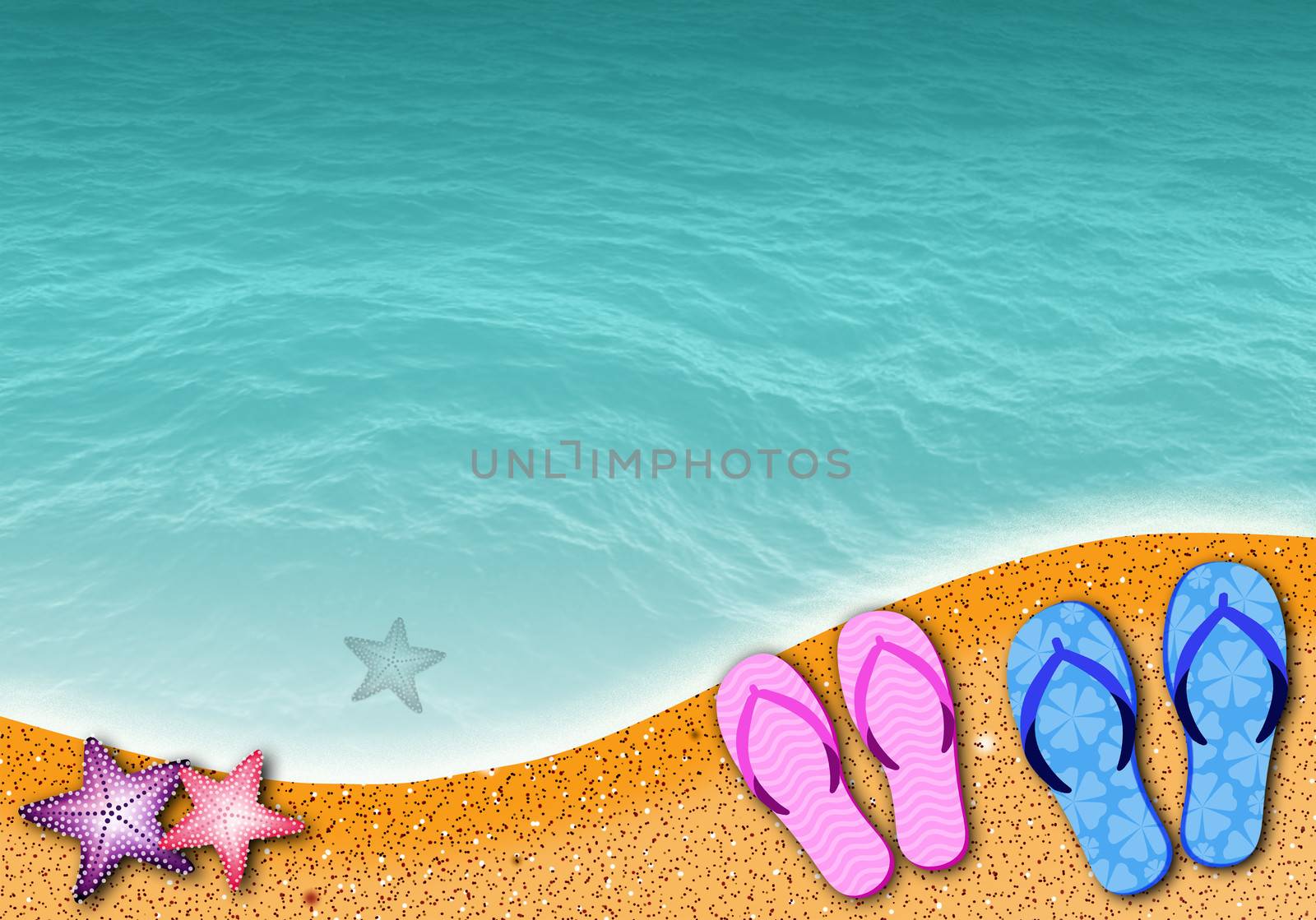 flip-flops on the beach by sognolucido